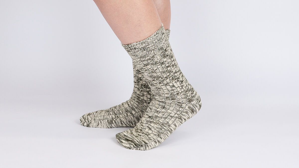 COTTON MERINO SLAB SOCKS/NAIGAI TRAIL